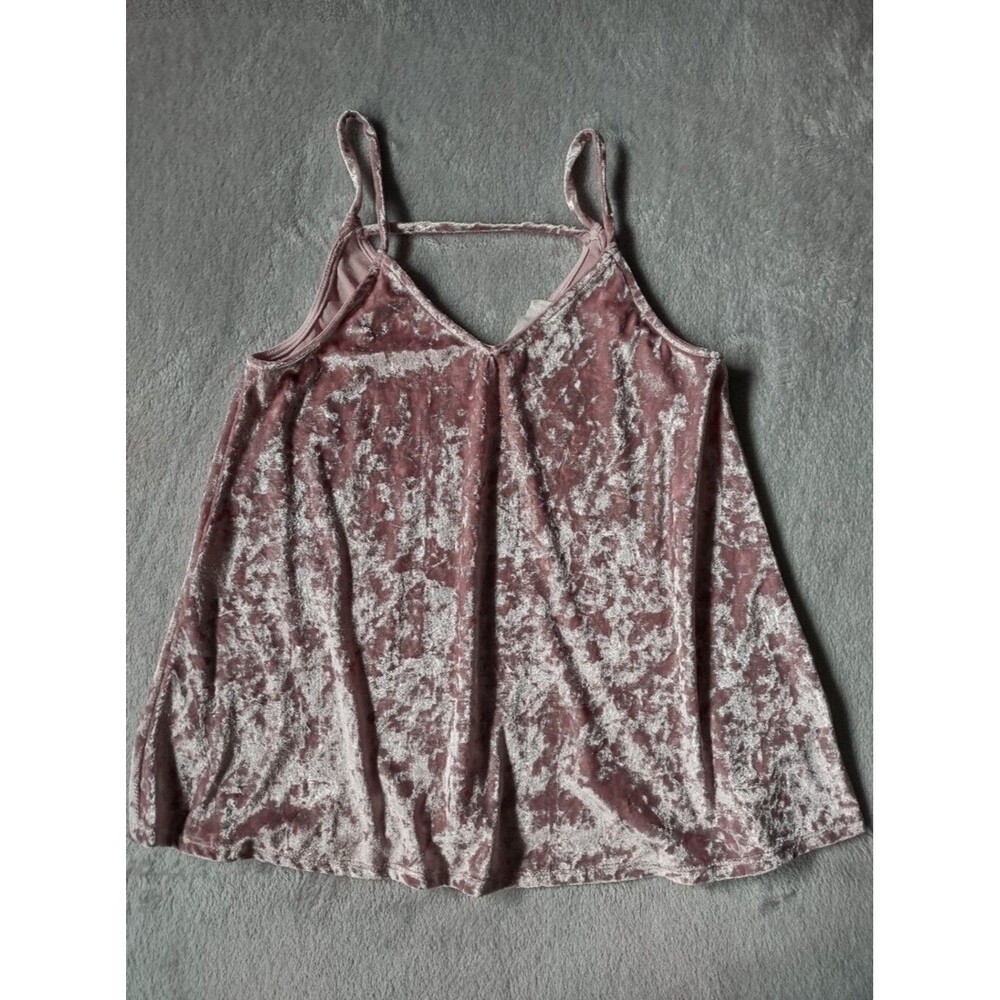 Peach Love Y2K Pink Crushed Velvet Swing Tank Top Women's Size S Cami